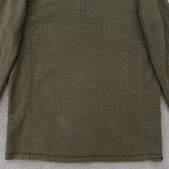 Eddie Bauer Green Long Sleeve Waffle Knit Thermal Henley Shirt - Picture 12 of 14